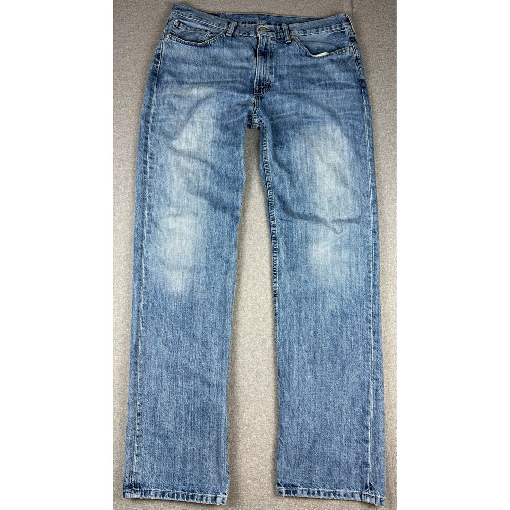 Levis 514 Mens Jeans 36x34 Straight Fit Medium Wash Blue Denim Red Tab
